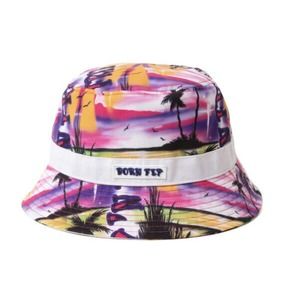 Born Fly Unisex Multicolor Bucket Hat MSRP $32, L/XL, Palm Tree, Grafitti, Sun
